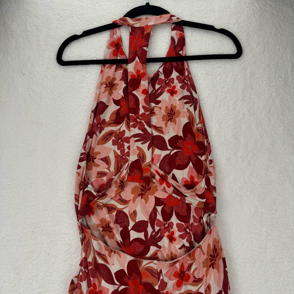 Free People Mimi Tropical Floral Dress High Slit Open Back Maxi Large - Picture 14 of 16